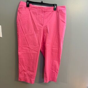 Talbots Perfect Crop Pink Pants Stretchy Waist- Cotton- Petite 16W NWT